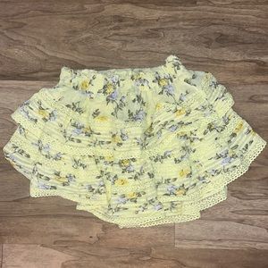 Aerie yellow floral skirt size s